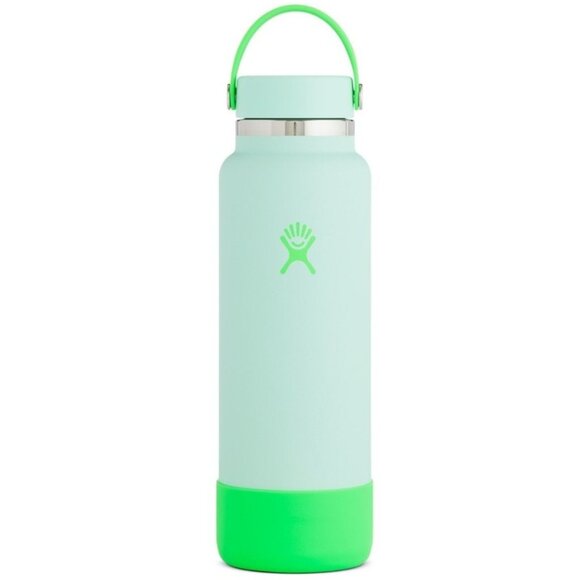 Hydro Flask 40 oz Prism Pop Wide Mouth Bottle Seafoam Green Rubber Silicone Boot - Picture 1 of 14